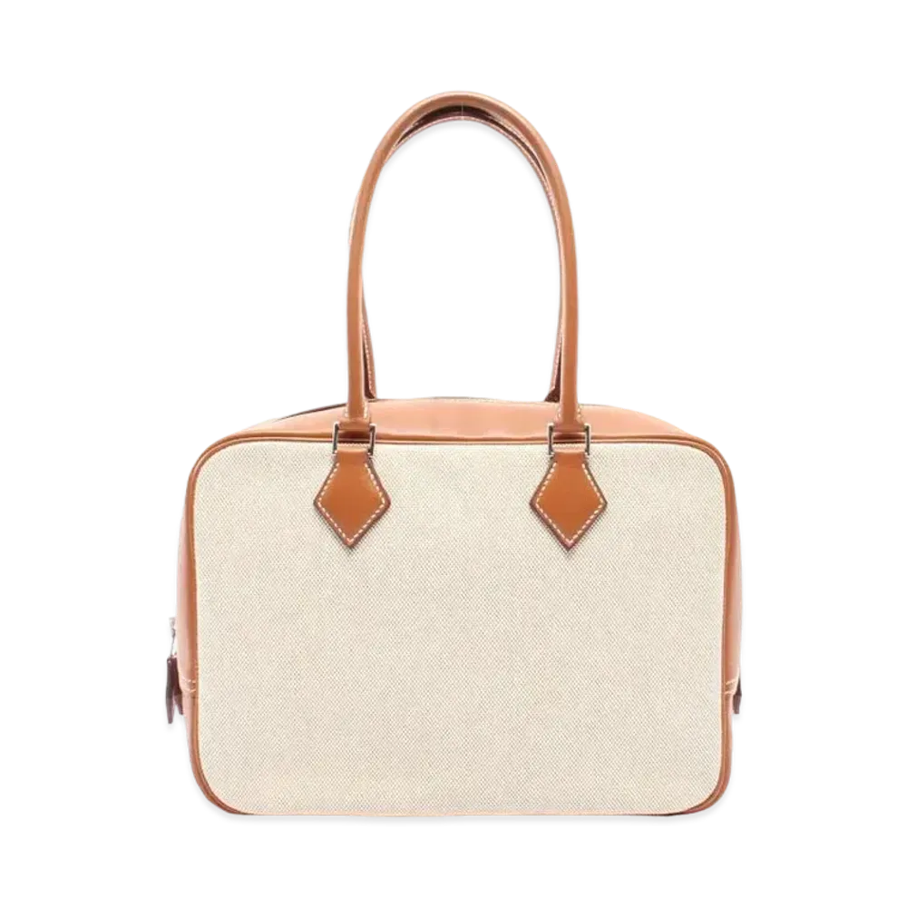 HERMES Plume Toile H Hand Bag "Ivory"