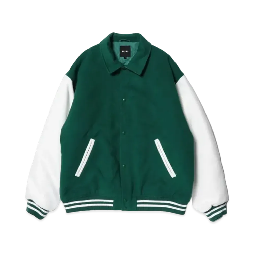BEAMS Fleece Stadium Coach Jacket "Green/Off White"