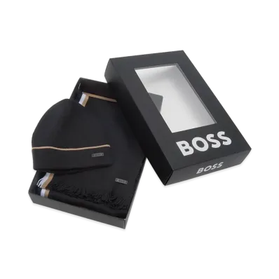 HUGO BOSS Beanie Scarf "Black"