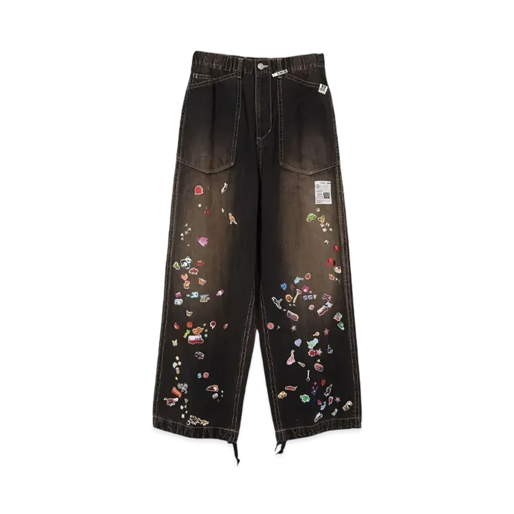 Maison MIHARA YASUHIRO Sticker Prints Denim Baker Pants "Black"