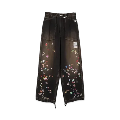 Maison MIHARA YASUHIRO Sticker Prints Denim Baker Pants "Black"