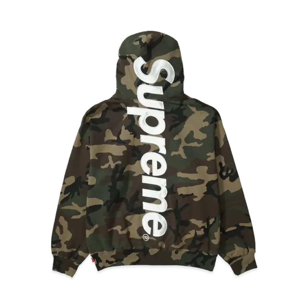 Supreme Satin Applique Hooded Sweatshirt (26SS) "Woodland Camo"