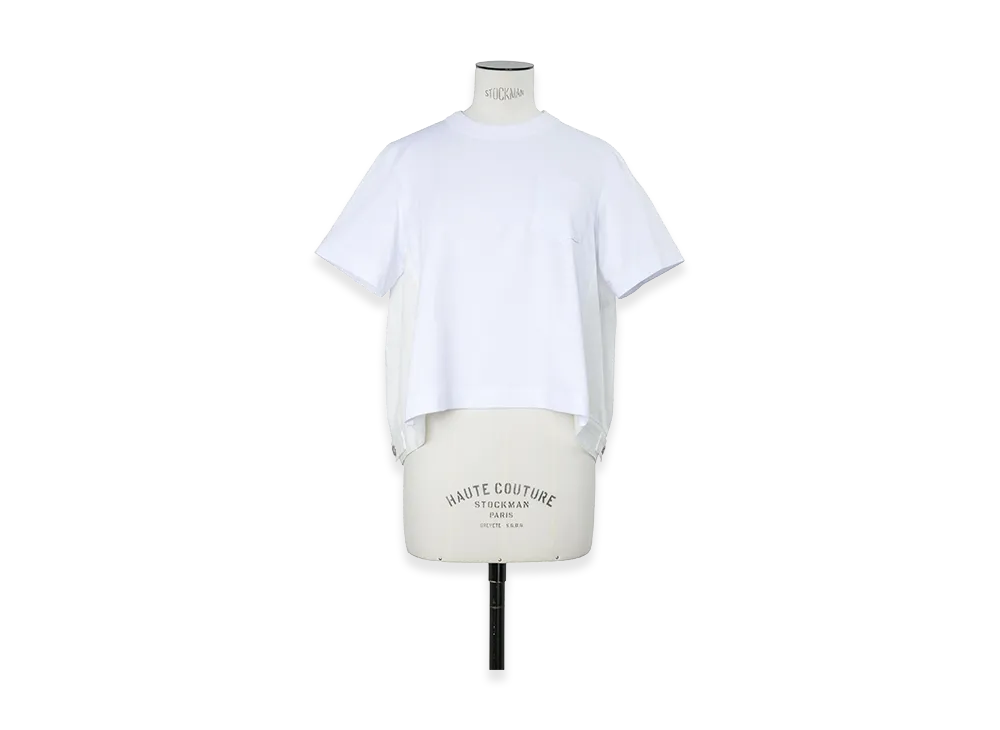sacai Women's Denim x Cotton Jersey T-Shirt "White/Off White"
