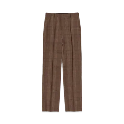 AURALEE Bluefaced Wool Check Slacks "Brown Check"