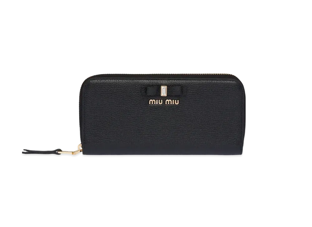 MIU MIU Madras Leather Wallet "Black"
