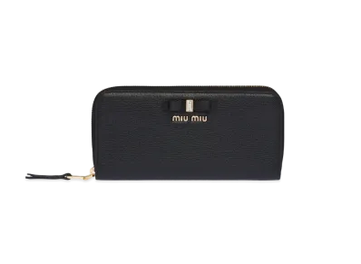 MIU MIU Madras Leather Wallet "Black"