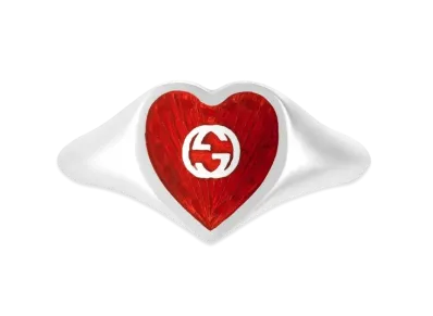 GUCCI Ring With Interlocking G Enamel Heart