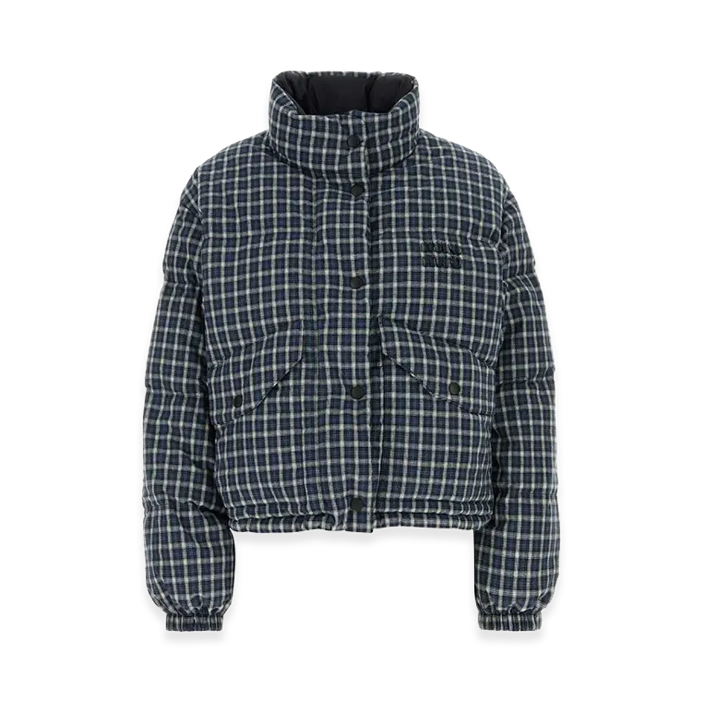MIU MIU Women's Reversible Puffer Jacket Flanella Anche Pongetec "Blue"
