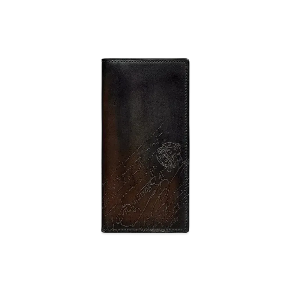 Berluti Santal Scritto Leather Long Wallet "Charcoal Brown"