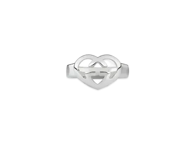 GUCCI Heart shaped Interlocking Double G Ring "Silver"