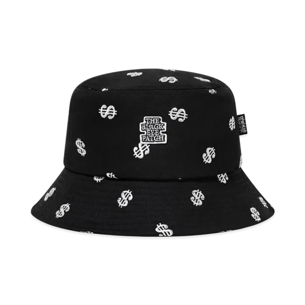 BlackEyePatch Dollar Sign Patterned Bucket Hat "Black"