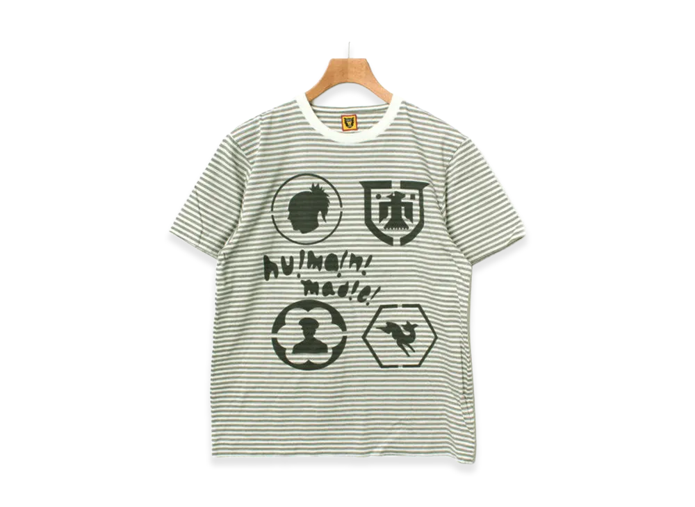 HUMAN MADE Striped Graphic T-Shirt "White/Gray"