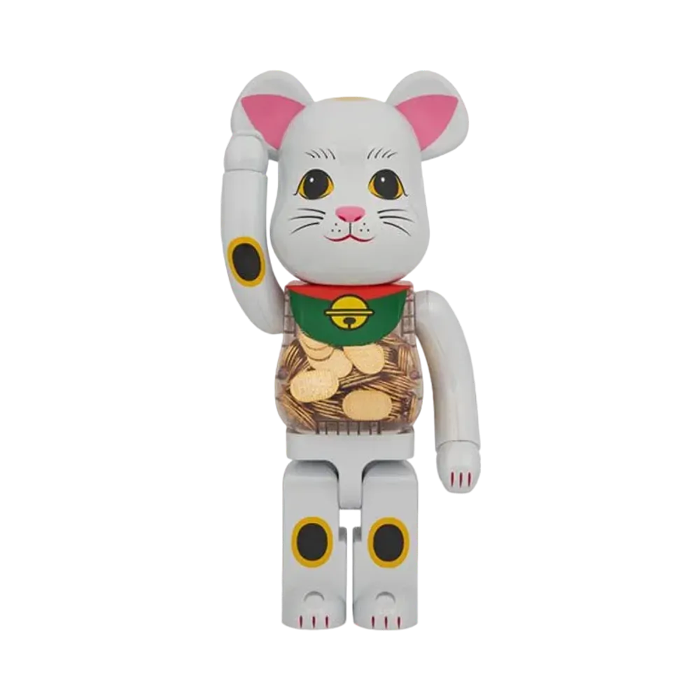 Bearbrick Manekineko Oval White Plated 1000%