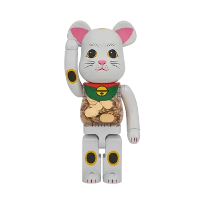 Bearbrick Manekineko Oval White Plated 1000%