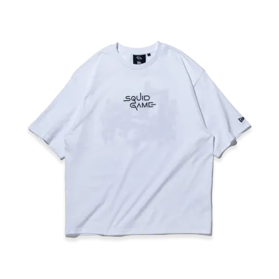 NEW ERA Oversized Cotton T-Shirt Squid Game Flag Logo "Gray"