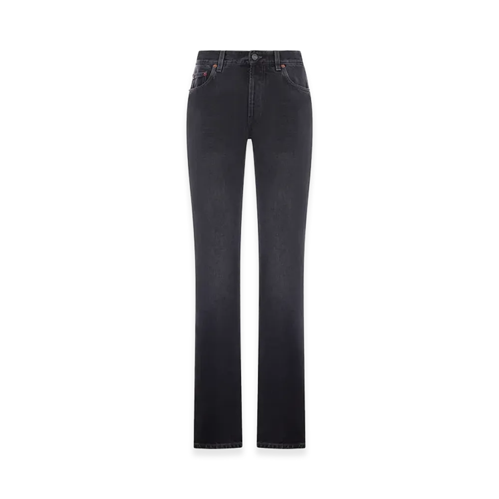 Saint Laurent Women's Straight Leg Denim Jeans "Black"