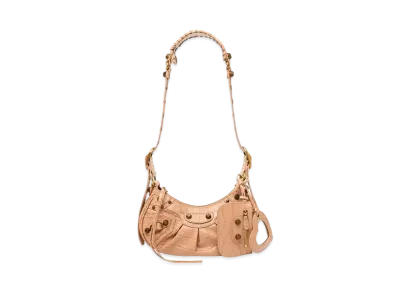 BALENCIAGA Le Cagole XS Shoulder Bag Crocodile Embossed "Beige"