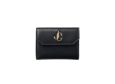 Jimmy Choo Odile Smooth Calf Leather Wallet With JC Logo "Light Gold/Black"