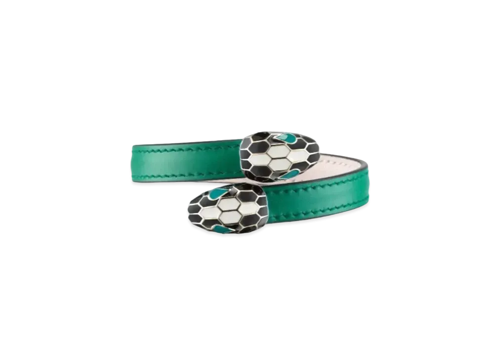 BVLGARI Serpenti Forever Leather Bracelet "Green"