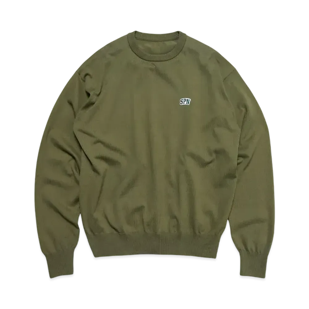 SOPHNET. SPN Wappen Crewneck Knit "Khaki"