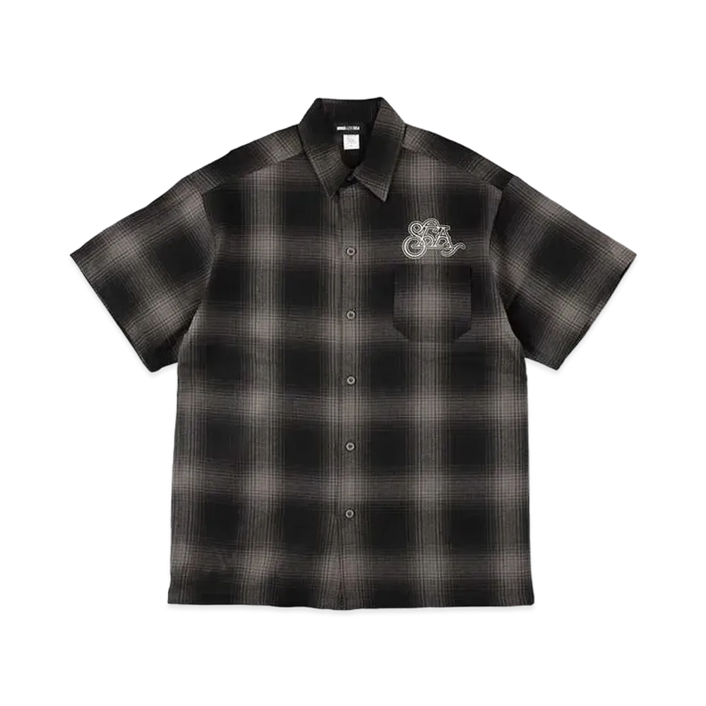 WIND AND SEA Black Magic Sea Ombre Plaid S/S Shirt "Black"