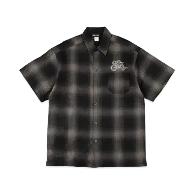 WIND AND SEA Black Magic Sea Ombre Plaid S/S Shirt "Black"