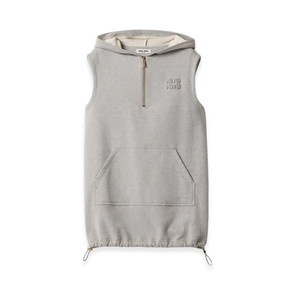 MIU MIU Women's Cotton Fleece Hoodie Dress "Gray"
