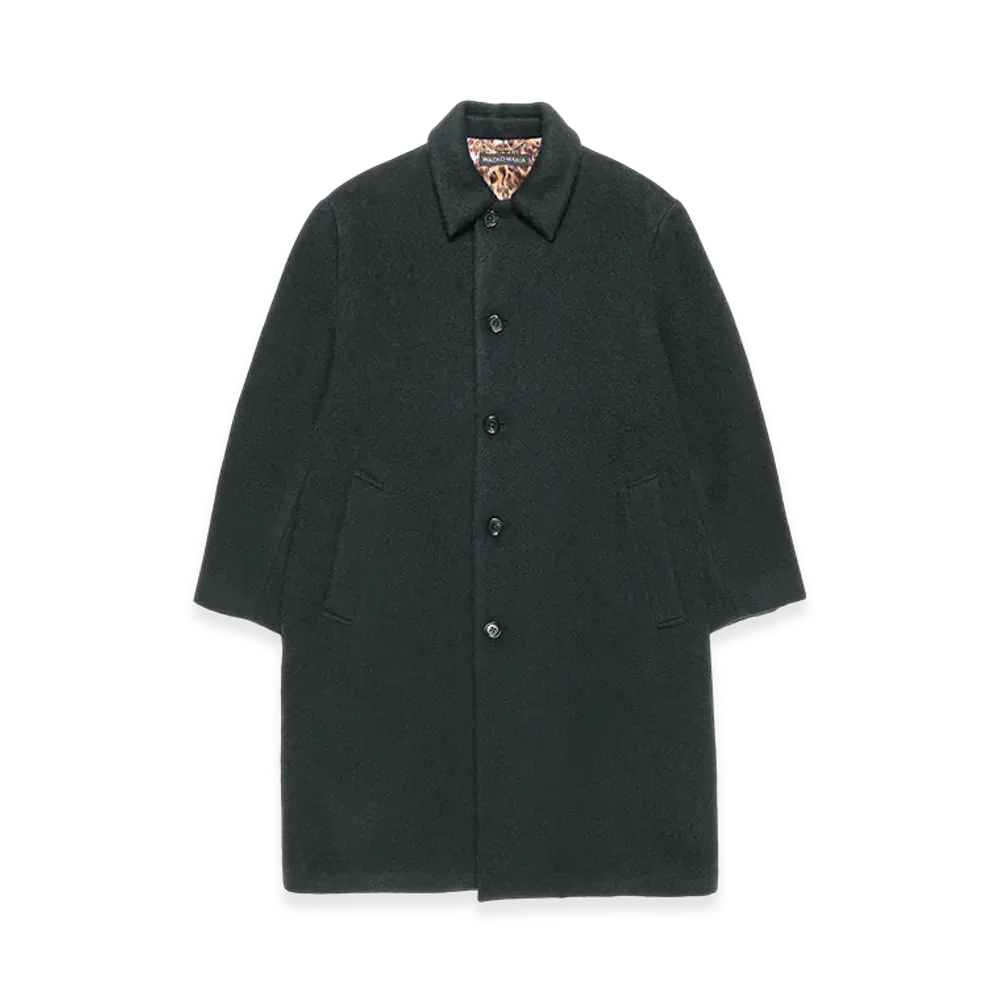 WACKO MARIA Wool Mohair Bal Collar Coat "Dark Green"
