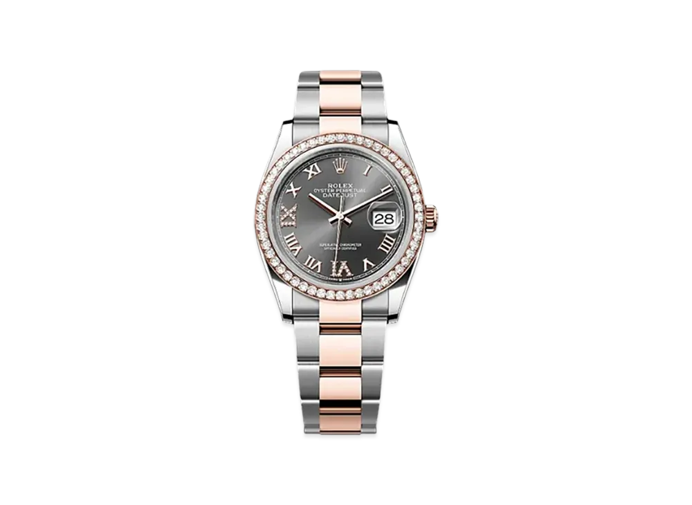 ROLEX Datejust 36mm Oystersteel & Everose Gold Diamond 126281RBR "Slate"