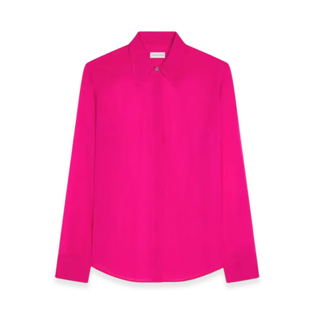 DRIES VAN NOTEN Women's Fitted Silk Shirt "Fuchsia"