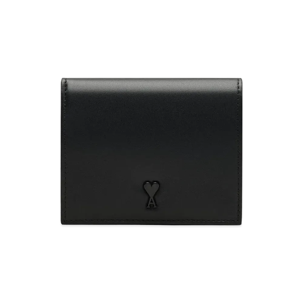 AMI PARIS Cowhide Leather Ami De Coeur Bifold Wallet "Black"