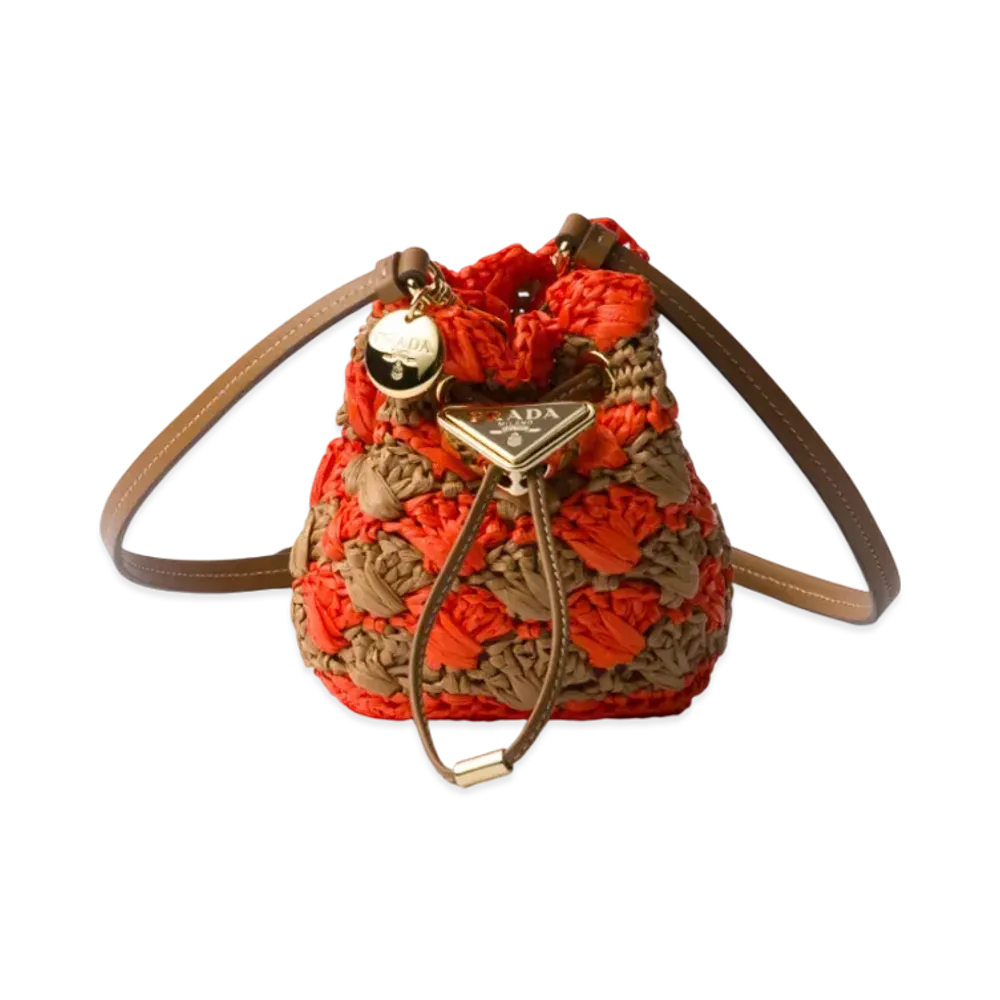 PRADA Crochet Mini Pouch "Orange/Camel"