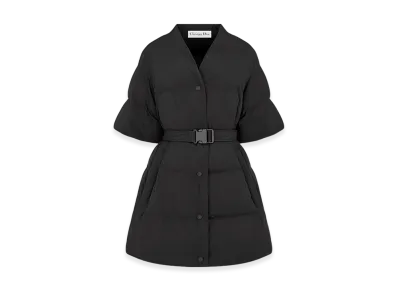 Dior Women's Dioralps Mid-Length Puffer Jacket with Belt Quilted Technical Taffeta "Black"