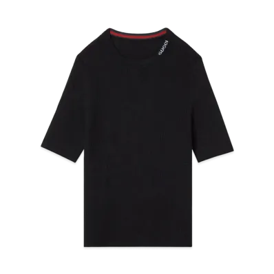 GUCCI Extra Fine Wool and Silk Rib Top "Black"