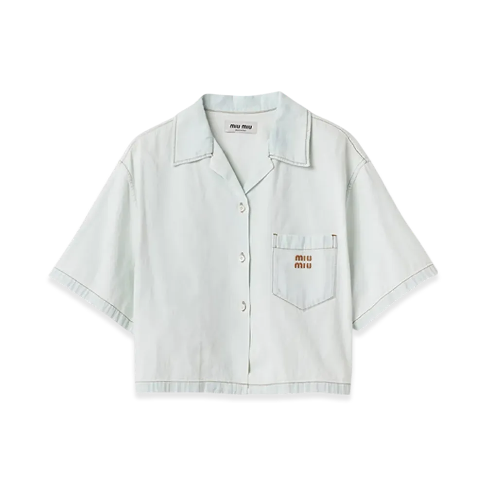 MIU MIU Women's Chambray Denim Shirt "Light Blue"
