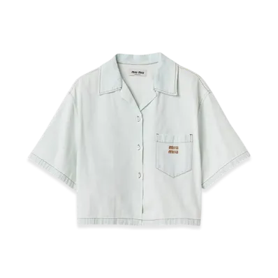 MIU MIU Women's Chambray Denim Shirt "Light Blue"