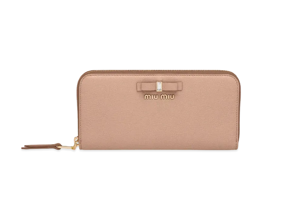MIU MIU Madras Leather Wallet "Orchid Pink"