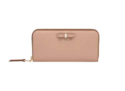 MIU MIU Madras Leather Wallet "Orchid Pink"