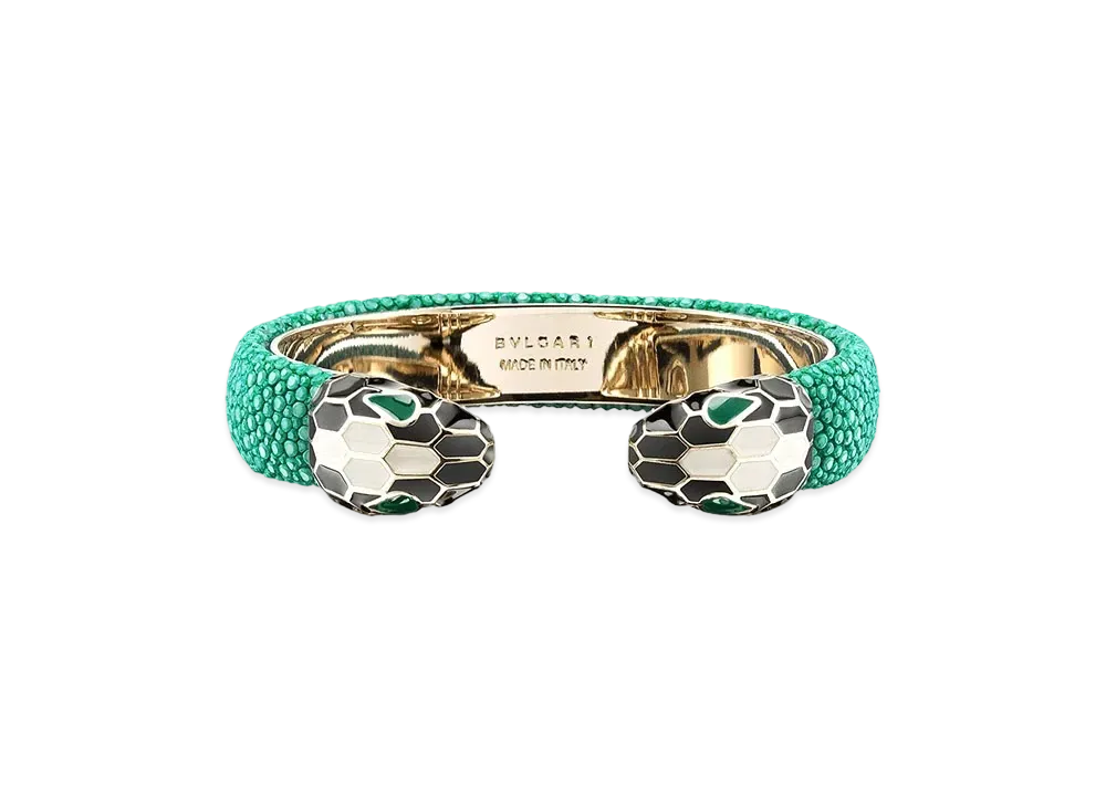 BVLGARI Serpenti Forever Leather Bracelet "Green"