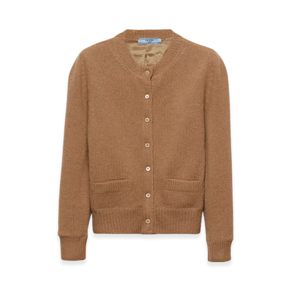 PRADA Women's Wool Cardigan "Camel Brown"