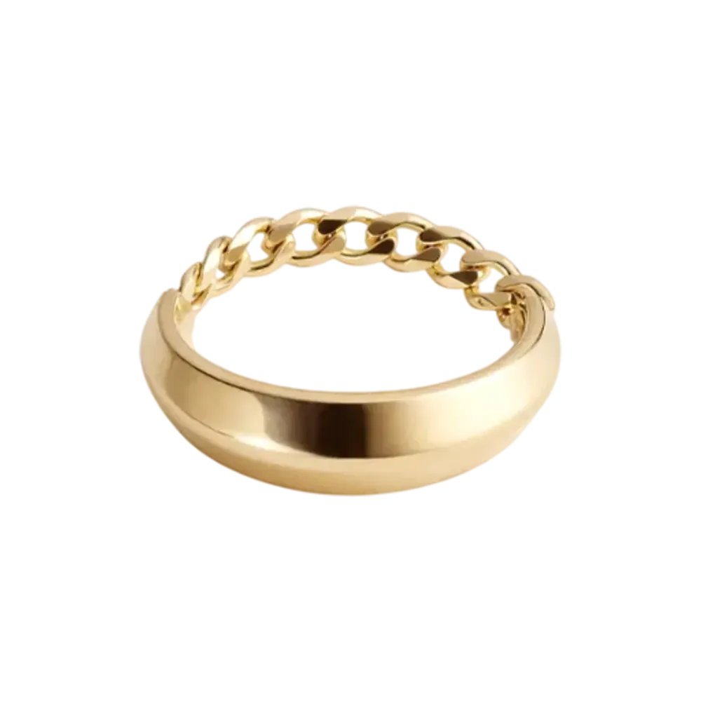 Bottega Veneta Detail Chain Ring "Yellow Gold"
