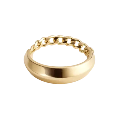 Bottega Veneta Detail Chain Ring "Yellow Gold"