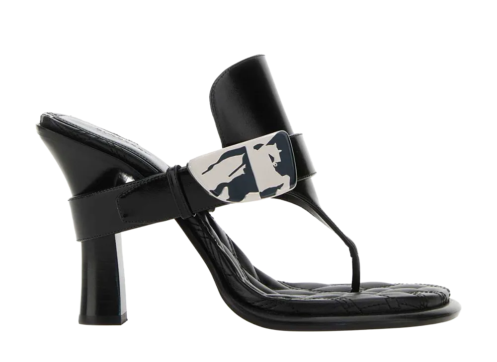 Burberry Women's Leather Bay Thong Mules "Black"