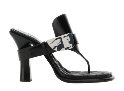 Burberry Women's Leather Bay Thong Mules "Black"