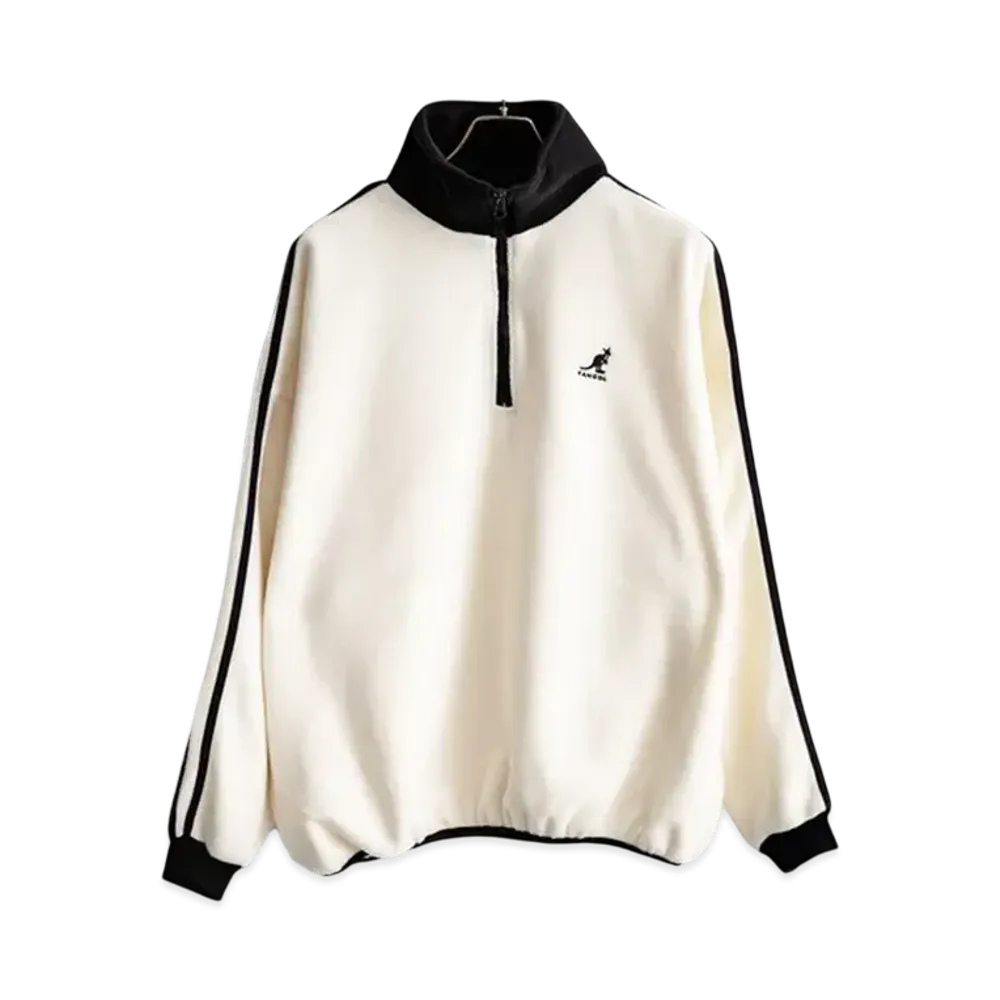 KANGOL Rocky Monroe Exclusive Micro Fleece Half Zip Sweatshirt "White1"