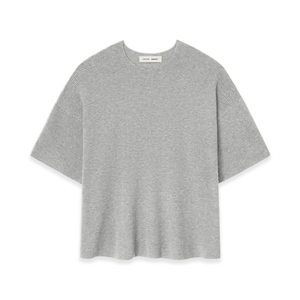 FEAR OF GOD ESSENTIALS Waffle Short Sleeve Sweater "Concrete Heather"