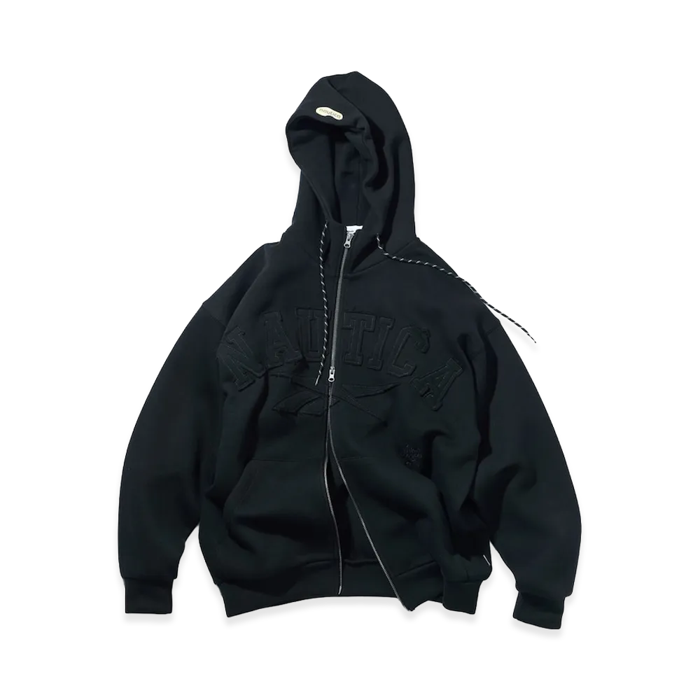 Reebok x NAUTICA Dual Name Arch Logo Spacer Zip-Up Sweat Hoodie Zip Hoodie "Black"