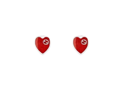 GUCCI Earrings With Interlocking G Enamel Heart