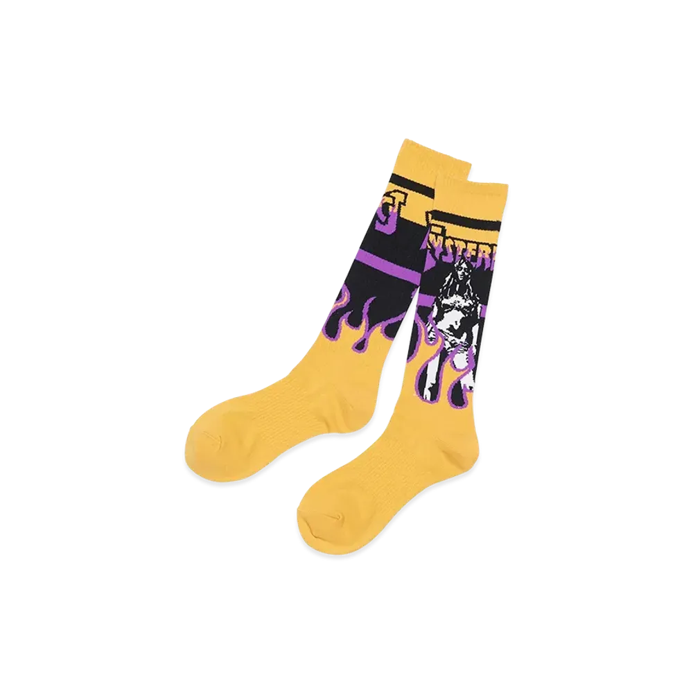HYSTERIC GLAMOUR Women's Bad Ass Mama Sports Socks "Yellow"