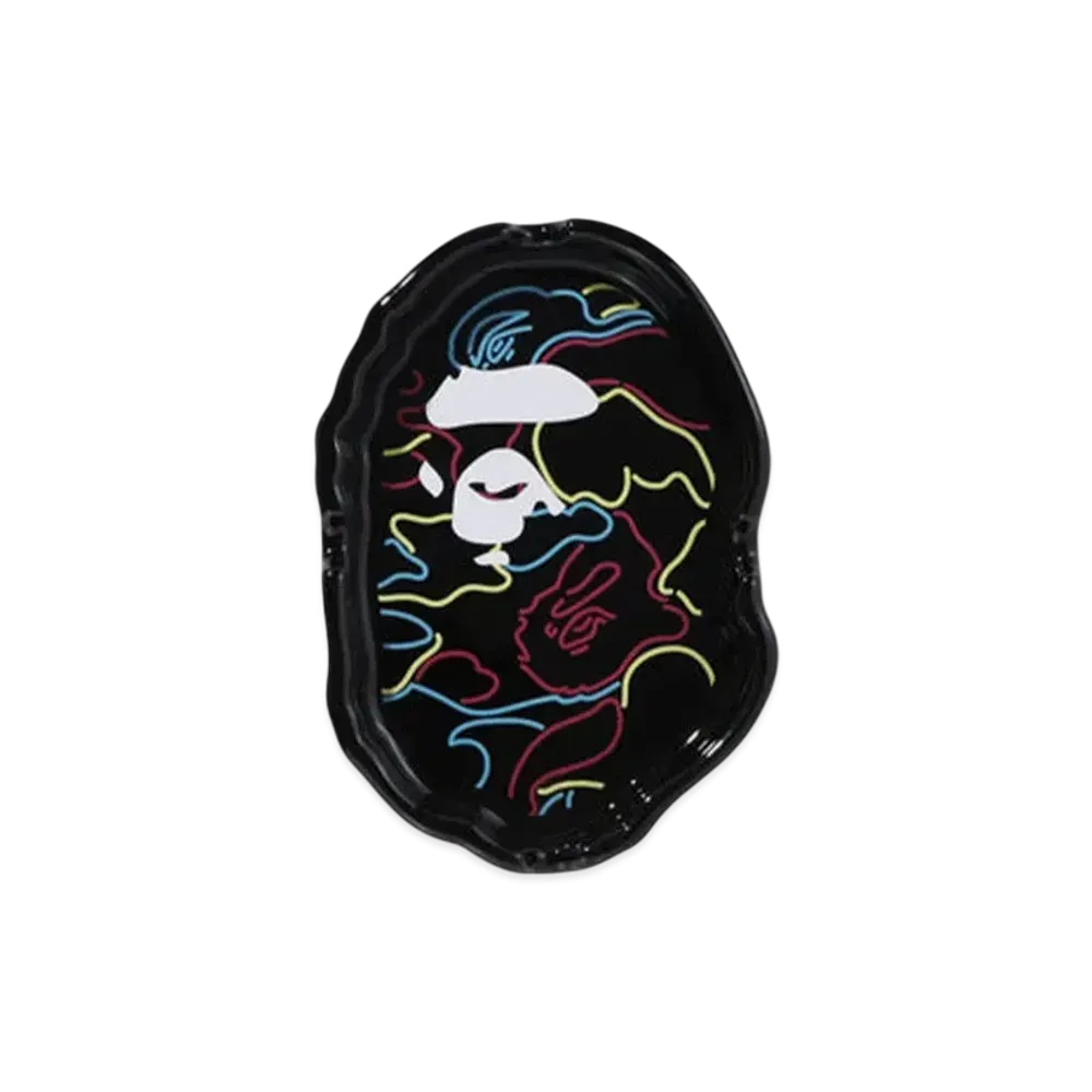 A BATHING APE Neon Camo Ape Head Ashtray "Black"